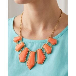 Necklace Statement Piece Coral/Orange Gems